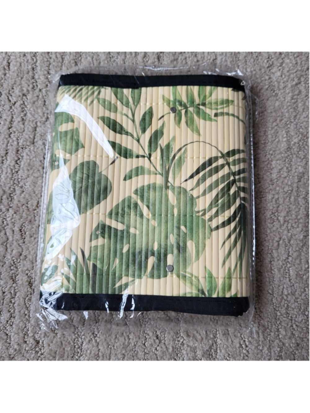 Tropical Leaf Collapsible Lampshade - 12" Green Botanical Black Frame - New